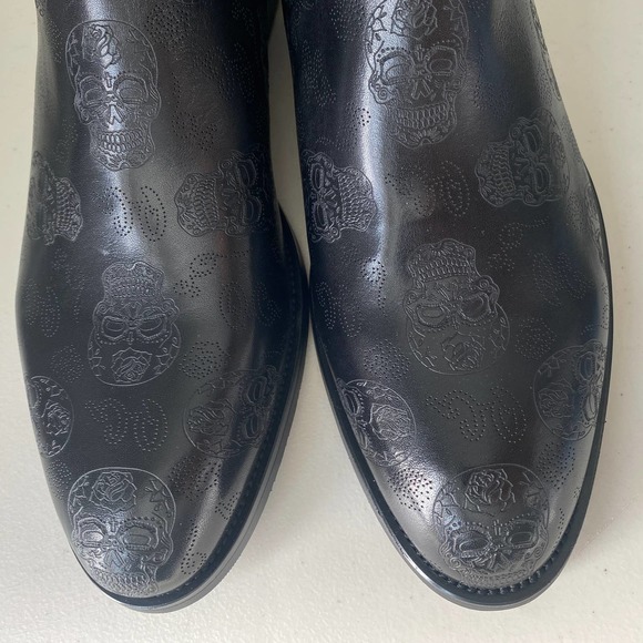 NEW in Box Robert Graham Big Bang Skull Embossed Chelsea Boot Black Mens Sz 11 - Picture 5 of 13